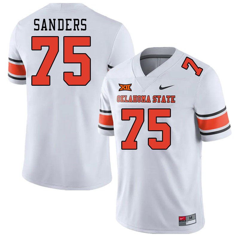 Men #75 Jakobe Sanders Oklahoma State Cowboys College Football Jerseys Stitched-White - Click Image to Close